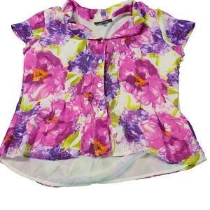 Jones Wear Essentials Womens Button Up Multicolor Size 12P 100% Polyester Collar